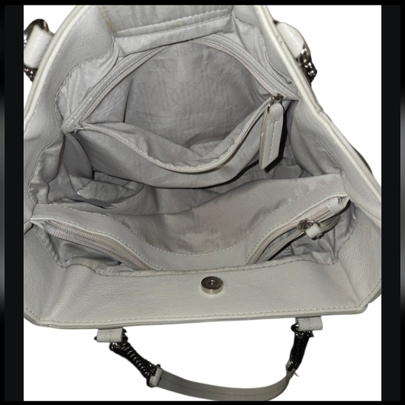 JLO Gray Faux Snakeskin Hobo/Satchel Bag Silvertone Chain Link Shoulder Straps - Picture 11 of 13